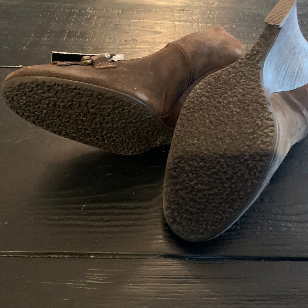 Zara Brown Suede High-Heel Loafers